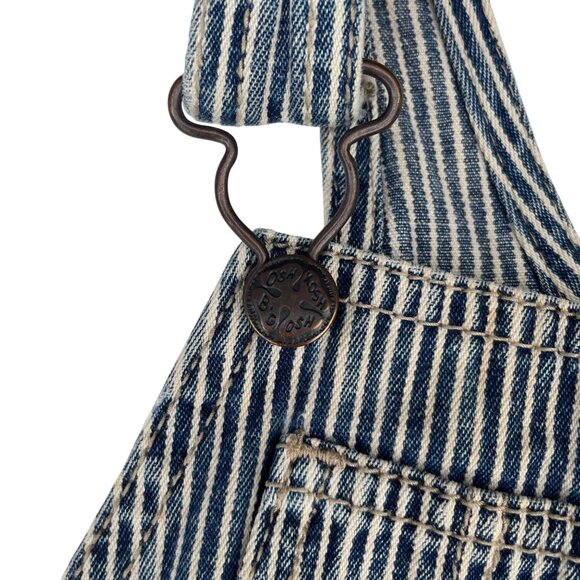 OshKosh Bgosh 18M Baby Overalls Blue & White Striped Cotton Carpenter Conductor - Picture 7 of 7